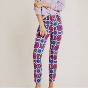 ANTHROPOLOGIE Essential‎ Slim Cropped Retro Geometric Print Trousers - Size 2